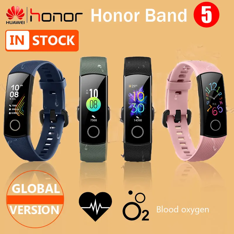Глобальная версия фитнес браслета Honor Band 5 трекеры с кислородом крови Bluetooth умный