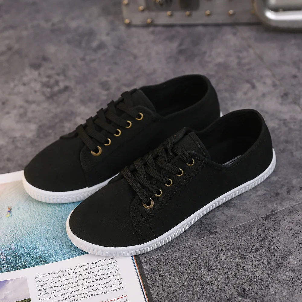 Белые парусиновые туфли на низком каблуке Новая женская обувь белого цвета