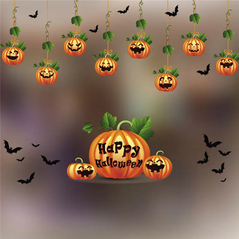 Смешные Хэллоуин кости тыквы статическое электричество стикер