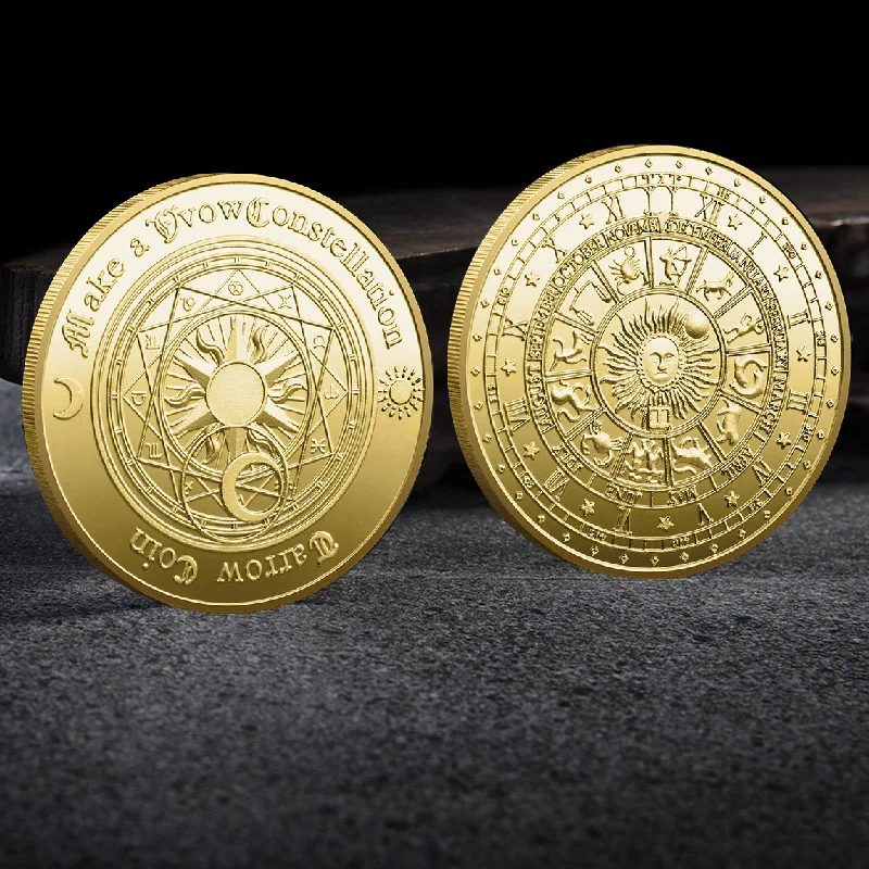 

European and American Tarot Wishing Gold Coins Sun Moon Sun God Lucky Feng Shui Silver Coins Constellation Commemorative Coins