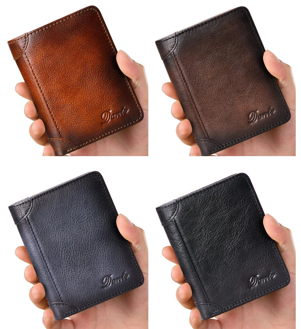 Мужские кошельки кошелек из натуральной кожи RFID-защита от кражи короткий