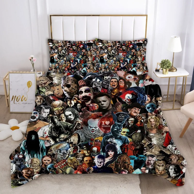 ?? アメリカのホラー映画3D寝具セット布団カバー作品子供のゲームベッドカバー寝具セット枕カバー (なしシーツ)
