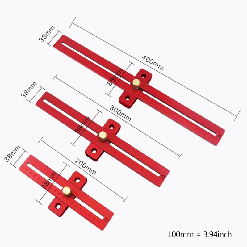 

Aluminum Alloy Metric Line Scribe Ruler Positioning Measuring Ruler Woodworking Marking T-Ruler Tool Crossed Ruler T type Scribe