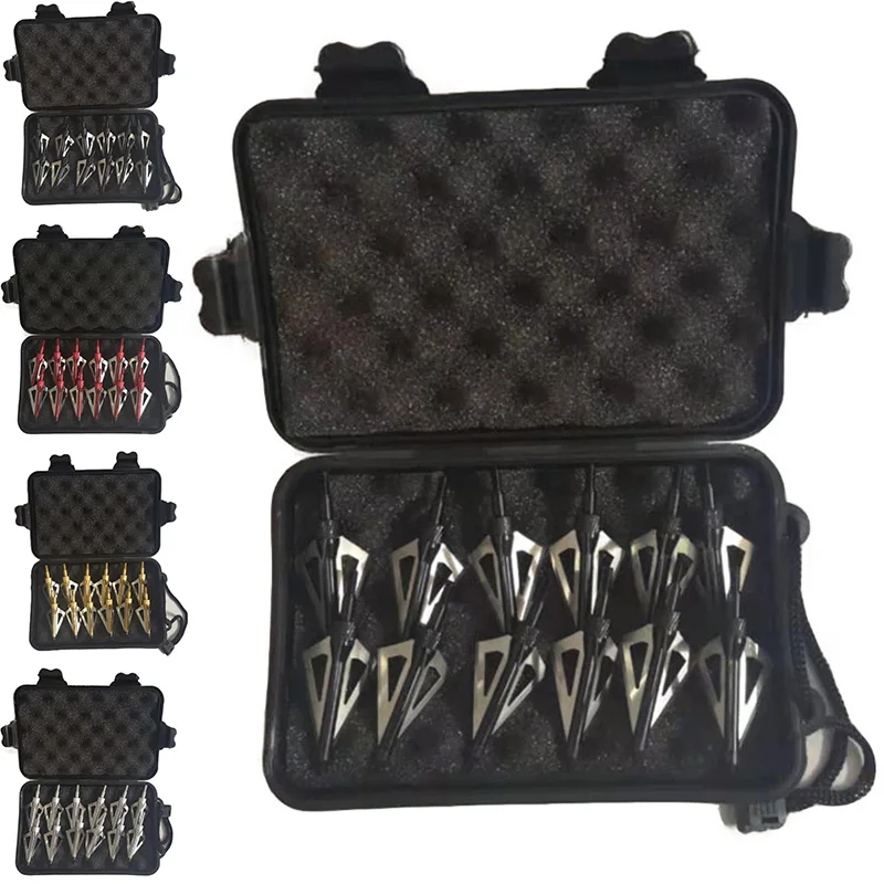 

12pcs Archery Broadheads Arrowheads 100 Grain Box Attachment Storage Portable