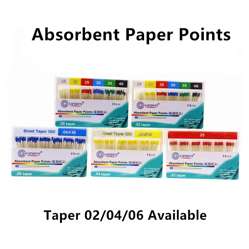

1Box Dental Absorbent Paper Points Taper 02 04 06 #15 #20 #25 #30 #35 #40 #15-40 Mixed Endodontic Material