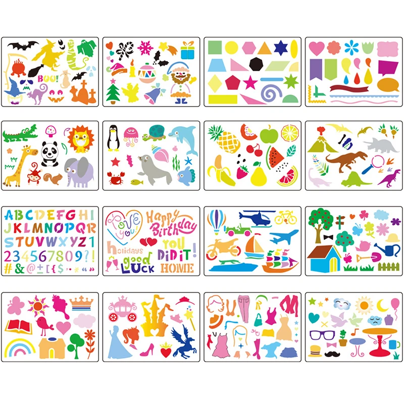 20pcs Children DIY Drawing Stencils Art Tool Painting Assist Template Rulers Halloween Xmas Shape Kids Educational Toys | Игрушки и
