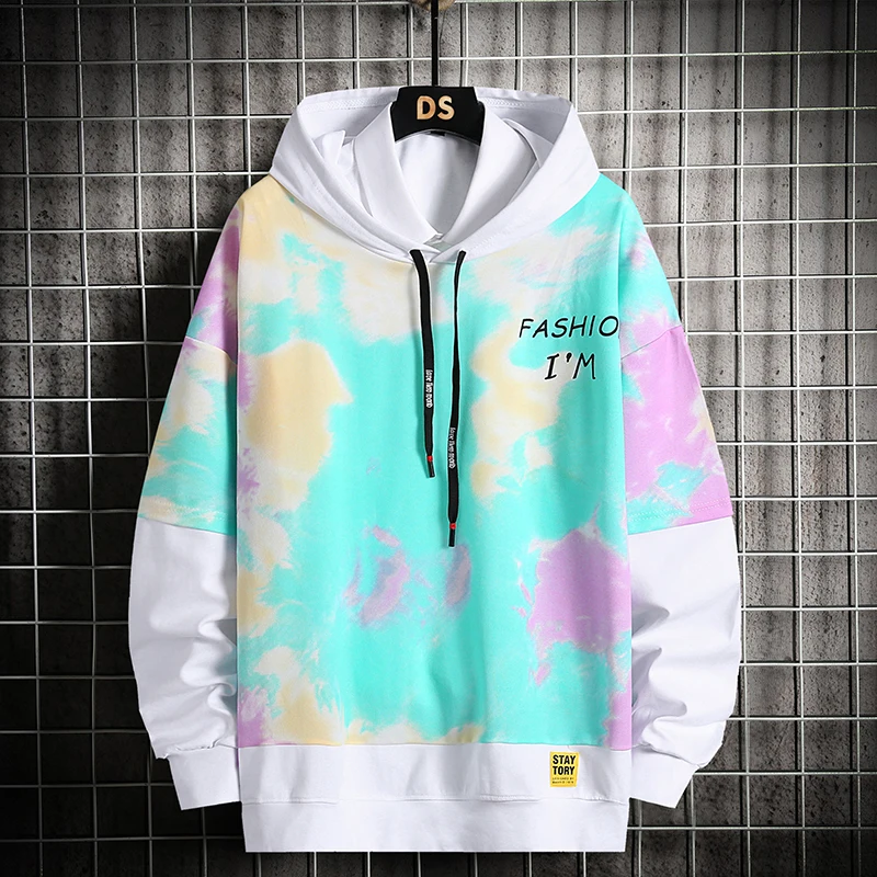 

Men's Hoodie Sweatshirt 2020 New Fashion Colorful Printed Long Sleeve Hooded Tops Korean Loose Cotton Pullover Drop Shipping