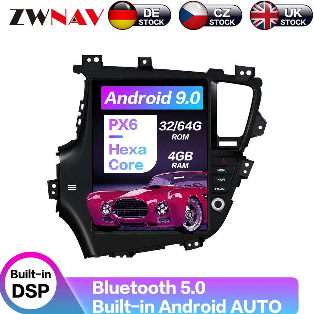 Android 9 64+ 4G Tesla с DSP Carplay Автомобильный мультимедийный плеер стерео для KIA Optima/KIA K5 2010-2013 автоматическое радио GPS навигация