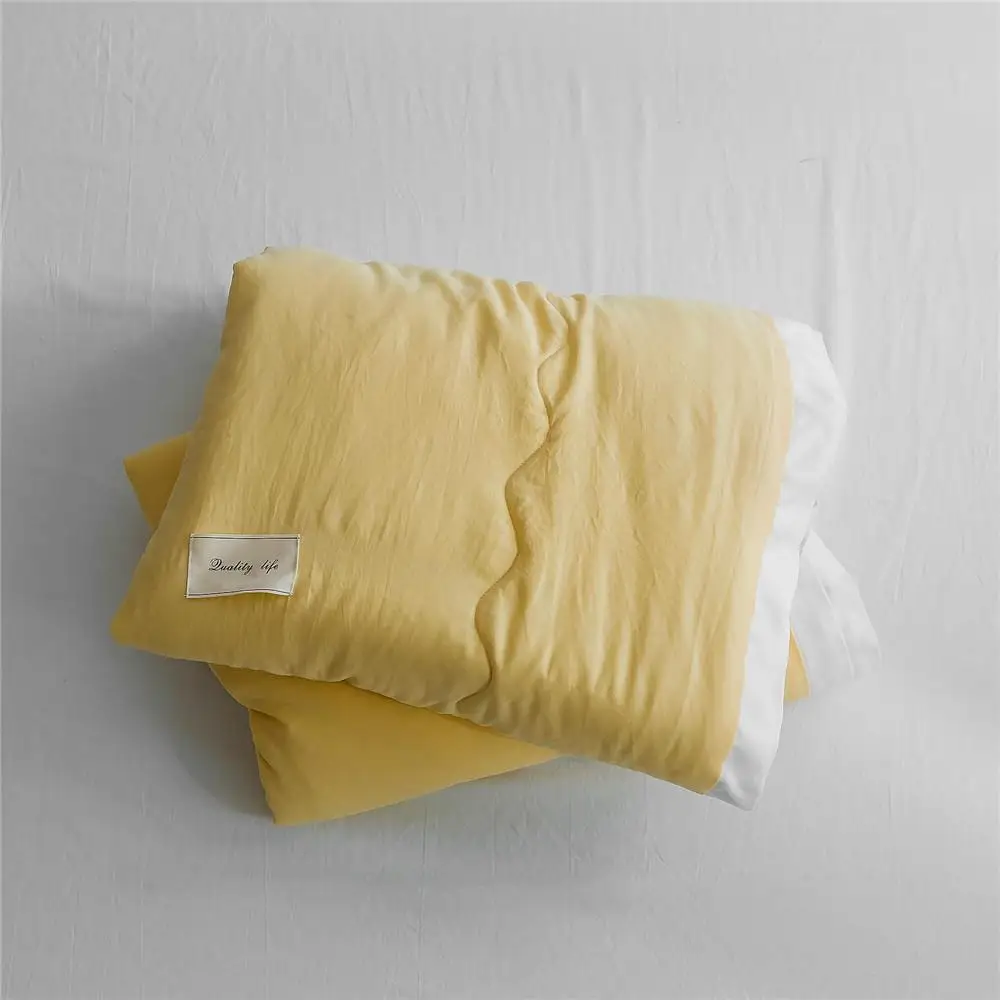 Prezzo Copriletto Trapuntato Estivo In Puro Colore Stile Semplice Coperta Trapunta Gialla Copriletto Morbido Twin Full Queen Trapuntatura Lenzuola Solide