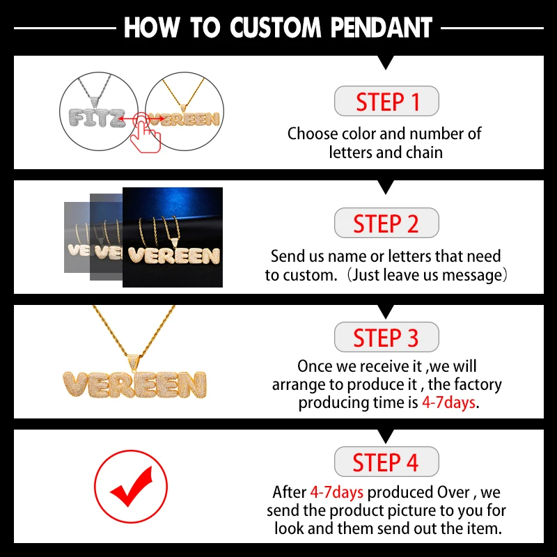 Хип хоп обычай имя Циркон льдом из пузыря цепочка с буквами подвески и ожерелья