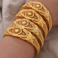4pcsset 24k dubai gold color bangles for women ethiopia banglesbracelets africa saudi arabia wedding jewelry party gift