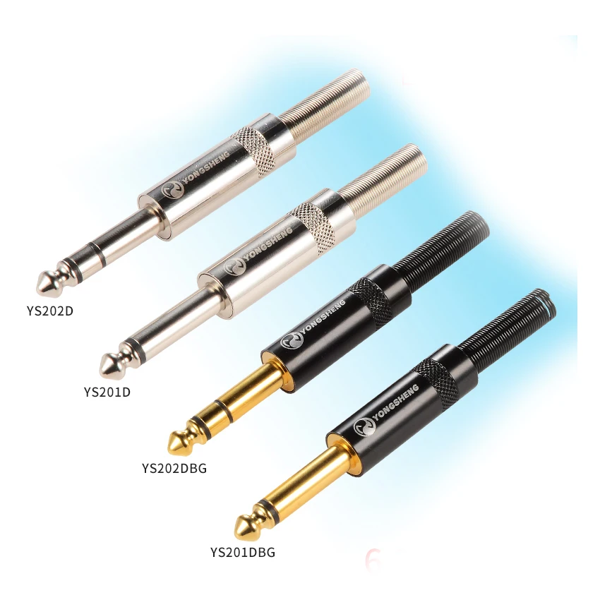 

5PCS/Lot YS201D/YS202D 6.35mm 6.5mm Audio Male Plug Connector Mono/Dual Channel For Amplifier Microphone KTV
