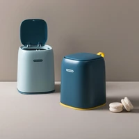 household pressing type double layer trash can office wastebasket bucket with lid portable car mini waste garbage bin clean tool