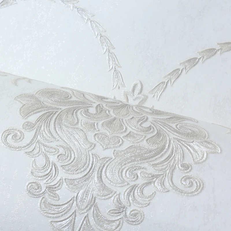 

White Ivory Classic Damask Home Wallpaper Roll 3D Embossed Texture Wall Paper Bedroom Decoration