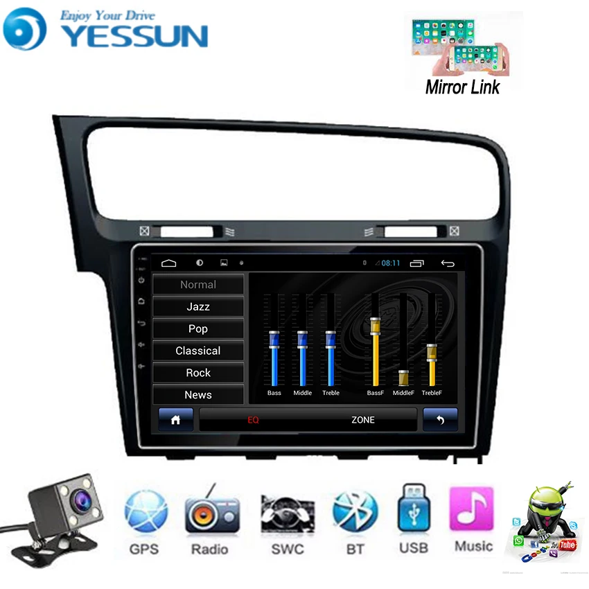 Автомобильный мультимедийный плеер YESSUN для Volkswagen Golf 7 MK7 MQB Android радио GPS навигация