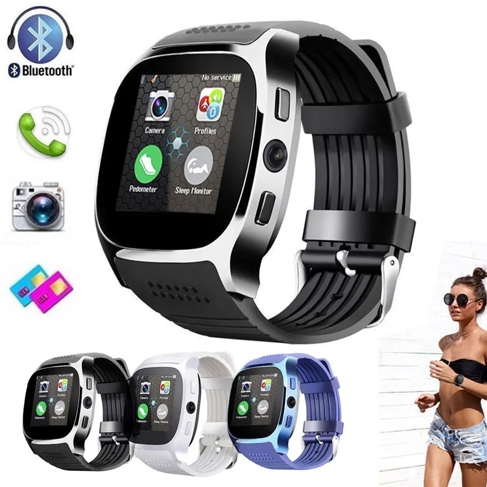 t8 bluetooth smart watch man touch screen with camera support sim card call sport positioning tracker smartwatch for kids elder free global shipping