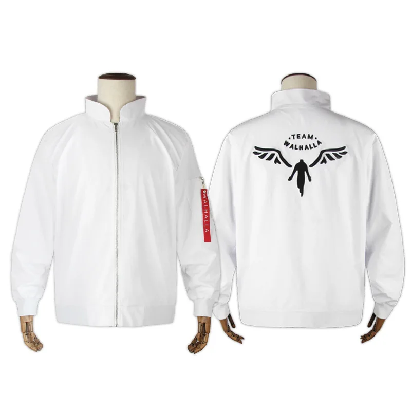 Kazutora Hanemiya Cosplay Tokyo Revengers Costumes White Coat Valhalla Uniform Baseball Coat Mikey Draken Jackets Bomber jacket