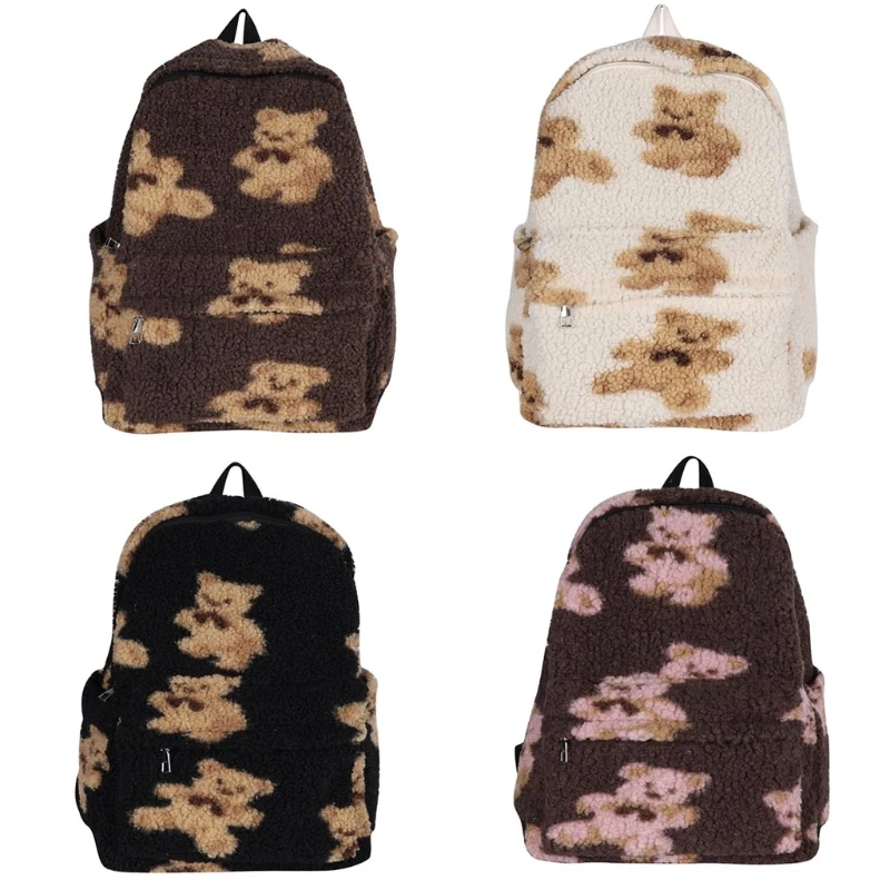 

Cute Cartoon Plush Bear Backpacks Women Casual Daily Wear Large Capacity Pack School Bag Outdoor Traveling Personality