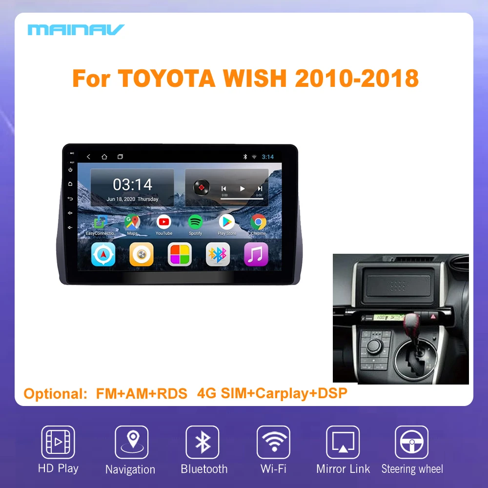 

10 "Android10 для TOYOTA WISH 2010-2018 RDS автомобильный навигатор для DSP CarPlay автомобильный радиоприемник мультимедийный видео плеер стерео GPS