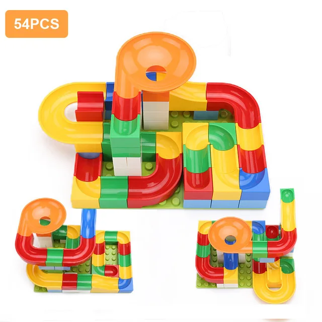 54 PCS 113-238 шт мраморный набор строительных блоков ABS парк развлечений лабиринт Развивающие игрушки для детей совместимы с городскими кирпичами - Цвет: 54 PCS