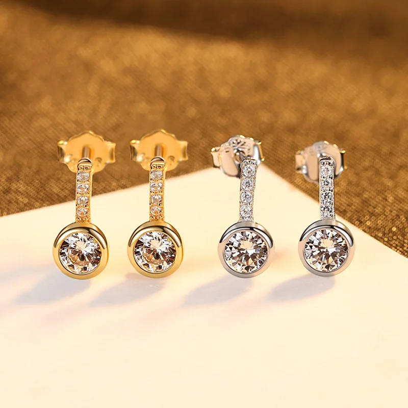 Rainbamabom 925 цельное Стерлинговое Серебро созданное Moissanite драгоценный камень серьги