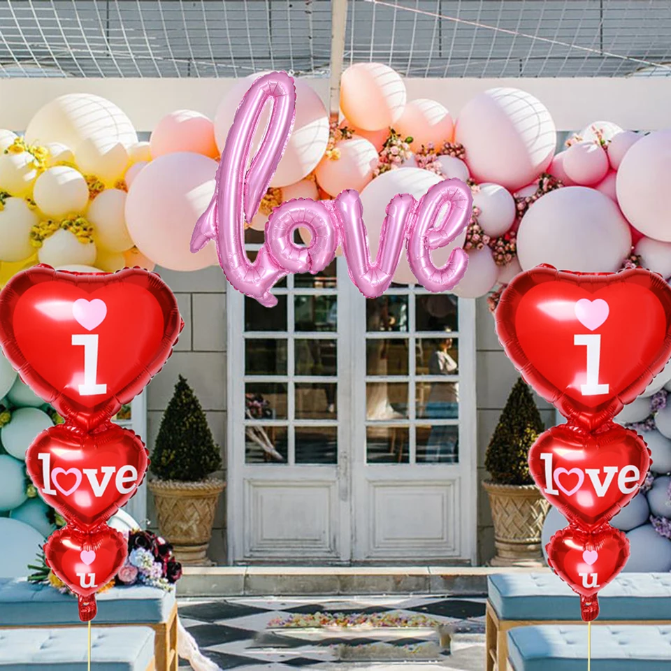 Фольгированный Гелиевый шар I LOVE U в форме сердца украшение для свадьбы