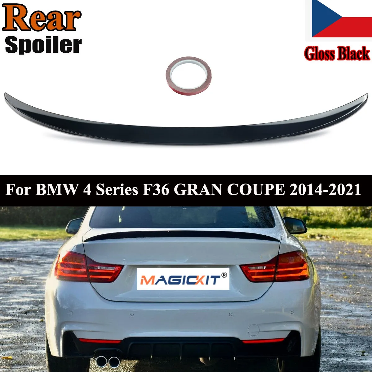 

MagicKit For BMW 4 Series F36 Gran Coupe 2014-21 MP Style Rear Trunk Spoiler Gloss Black
