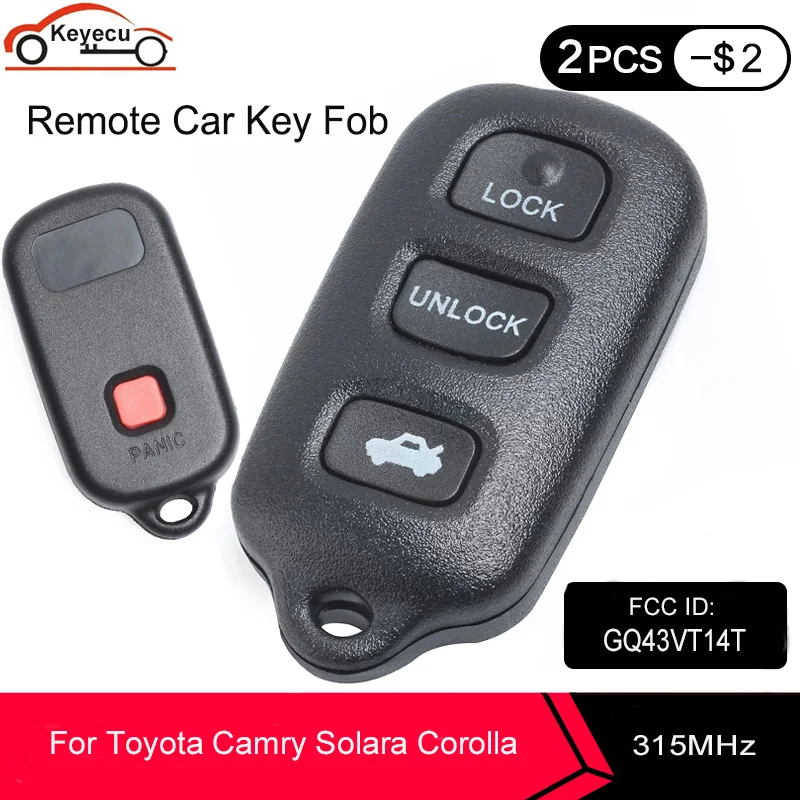 KEYECU сменный пульт дистанционного управления Fob 3 + 1 Кнопка 315 МГц для Toyota Camry Solara 2002