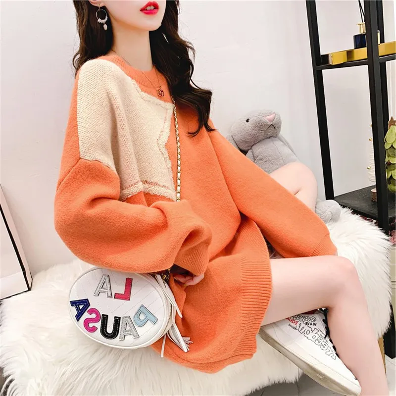 Свитер женский трикотажный из полиэстера для ранней весны свободный | Женская