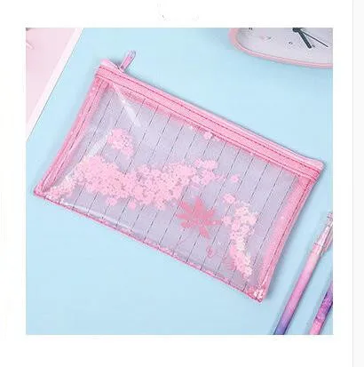 20cm x 11cm Pink 1 шт. Kawaii 2 слоя A5 B6 Bling папка для файлов Настольный органайзер для бумаг Карандаш сумка для хранения канцелярские принадлежности - Цвет: 20cm x 11cm Pink