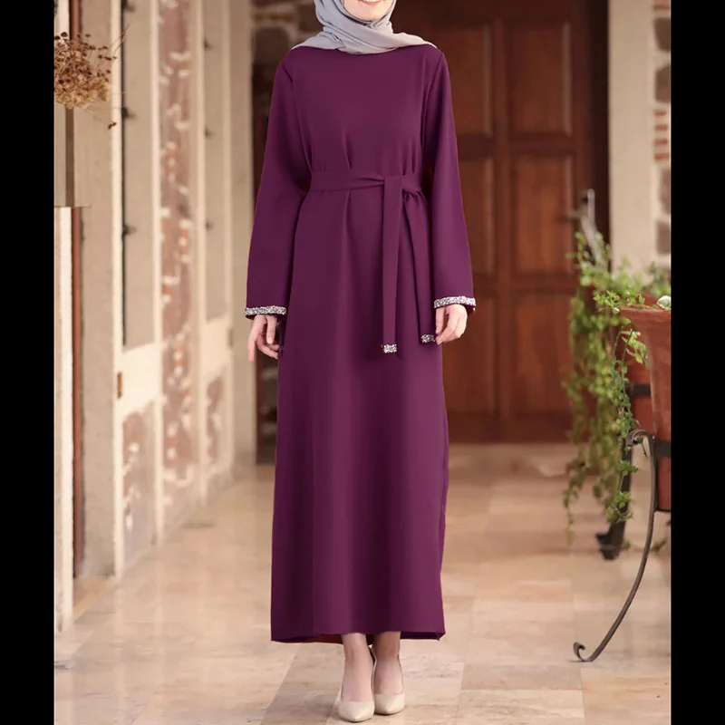 Вечернее платье Wepbel с длинным рукавом, абайя, длинное мусульманское платье Ближнего Востока, яркое платье, Арабская мусульманская одежда ...
