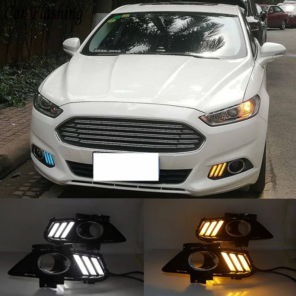 1 комплект для Ford Mondeo Fusion 2013 желтое реле сигнала поворота водонепроницаемый автомобильный DRL светодиодный светильник дневного света