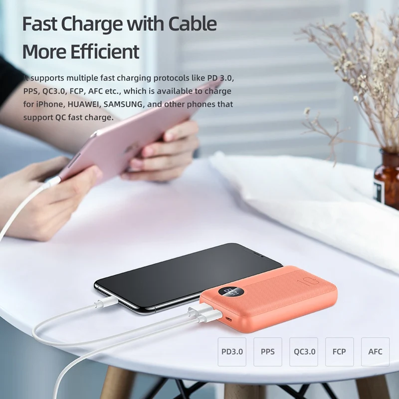 ROCK Mini Power Bank 10000 мАч светодиодный дисплей PD3.0 QC3.0 Быстрая зарядка портативная