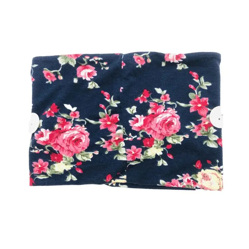 

Fashion Printed Elastic Headband with Buttons for Mask Head Wrap Yoga Hairband 094C