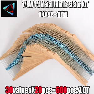 600 шт.компл. 16 Вт 18 Вт 14 Вт 12 Вт 1% набор металлических пленочных резисторов 10 Ом-1 м Ом резистор в ассортименте