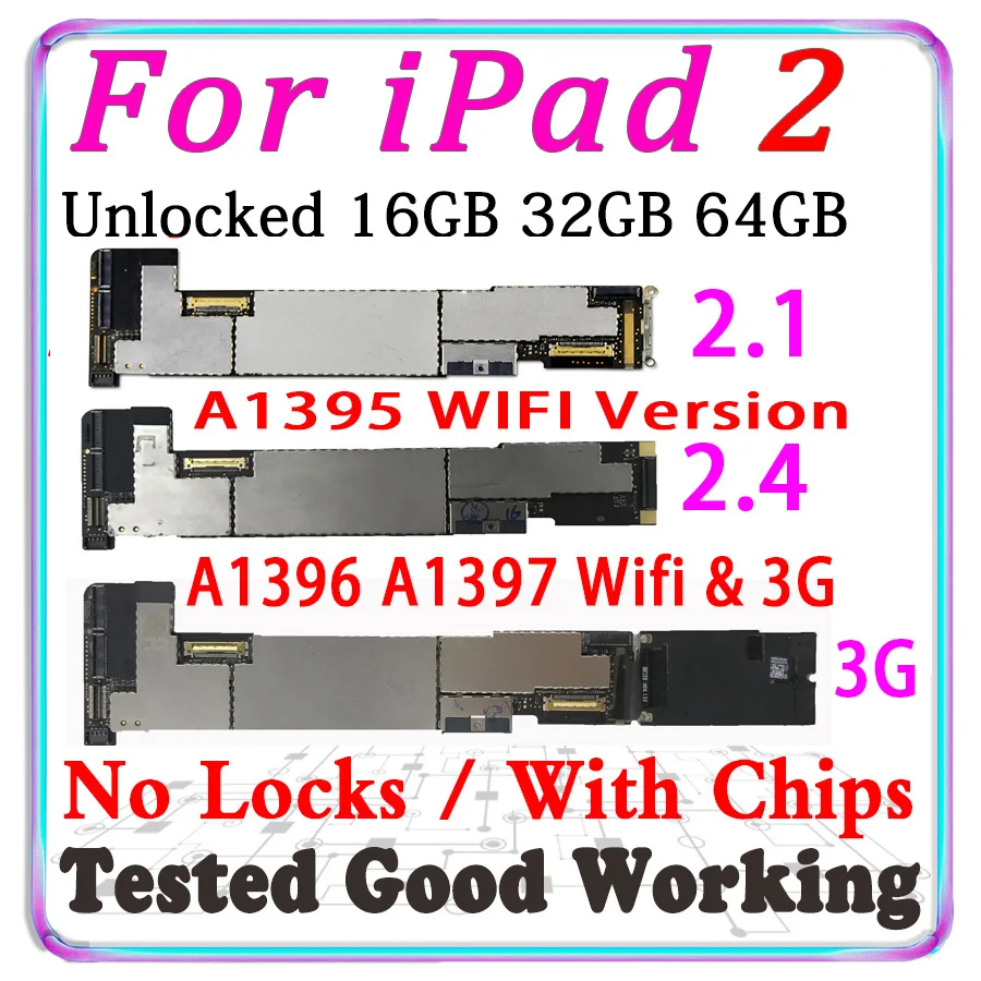 A1396 Wi-Fi A1397 A1395 WLAN сотовая версия для ipad 2 материнская плата 16 ГБ 32 64 Гб оригинальная