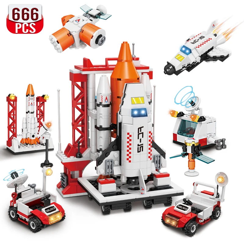 

Technical Building Blocks Lunar Probe Rocket Spacecraft Space Launch Center Suit Brick 8-in-1 Transforming Toy For Children Gift