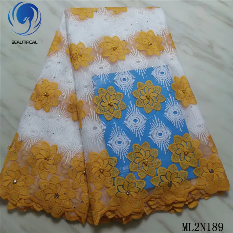 

BEAUTIFICAL French Lace Embroidery with Beads African Fabric Lace for Dress Sewing Fabric Nigerian Lace ML2N189