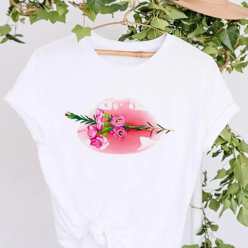 

Футболка женская с цветочным принтом, пикантная модная повседневная одежда с акварельным принтом, топ с графическим принтом, мультяшная фу...