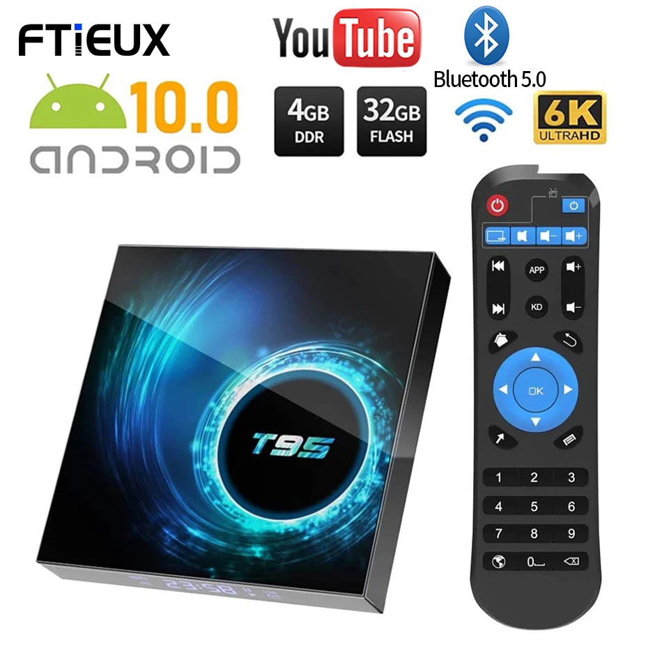 2020 новый протектор для экрана сенсорного ТВ коробка Android 10 0 4G 64 Гб 128 Youtube 6K