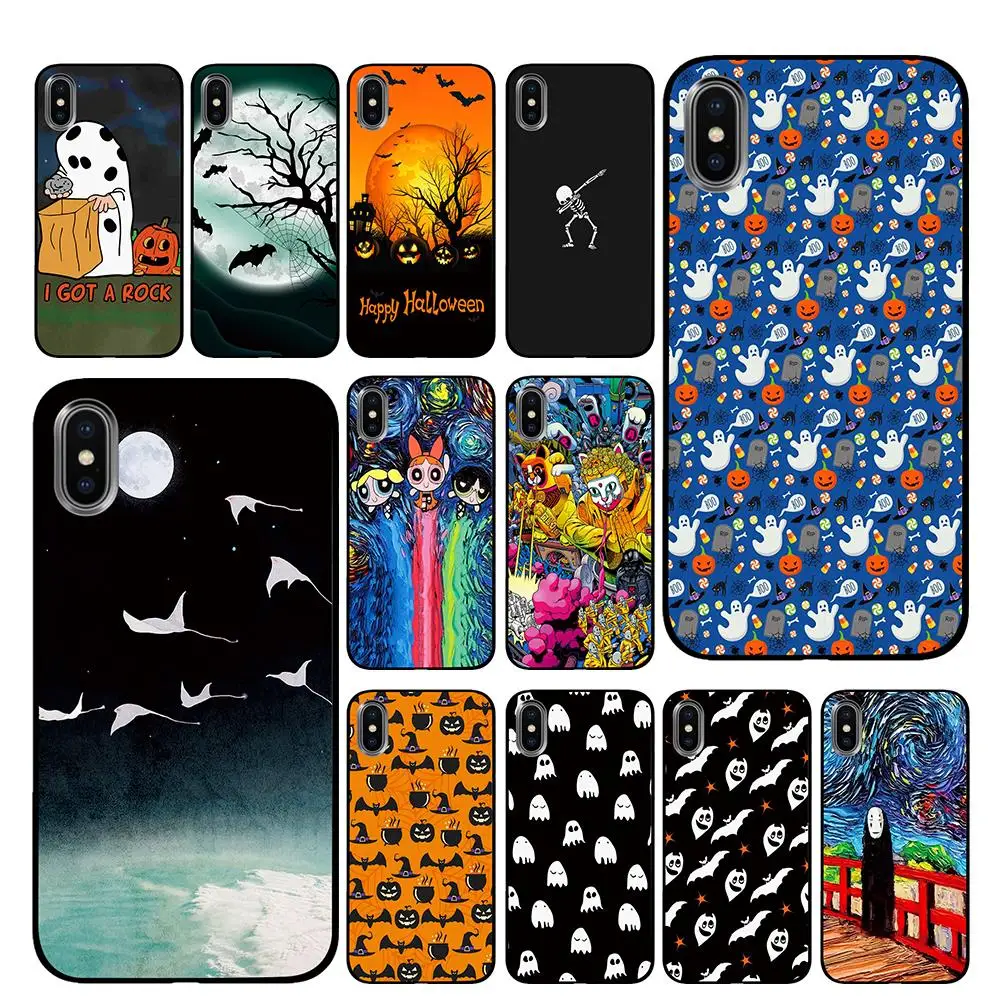 HalloweenOn черный чехол ТПУ для iPhone 5 5S 6 6s 7 8 Plus X XS XR 11 Pro Max|Чехлы-накладки| |