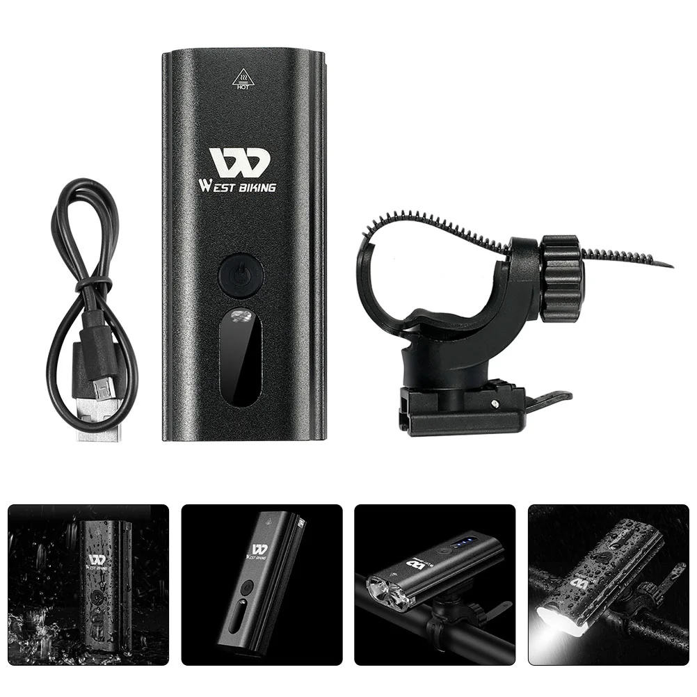 

1 Pc Rechargeable USB Bike Headlight Aluminum Night Light for Night Riding (Black)