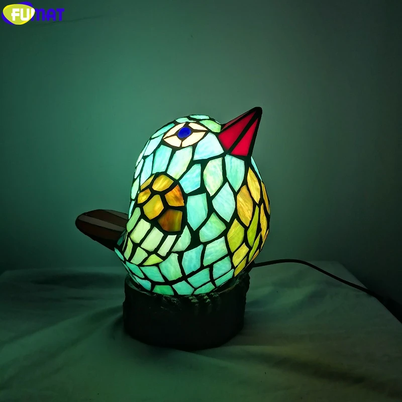 FUMAT Ночной светильник в стиле Тиффани злые Новые Птицы цветные настольные