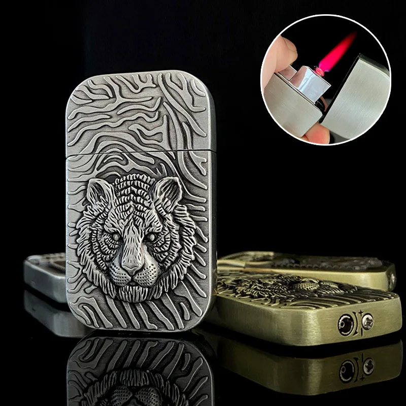 

Unique Relief Wolf Cool Lighter For Men Butane Isqueiro For Cigarette Windproof Refillable Gas Encendedores lighters smoking