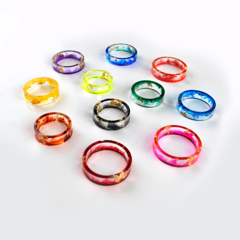 

HJ37 DIY Epoxy Gold Resin Ring Handmade Dried Flowers UV Resin Pigment Craft