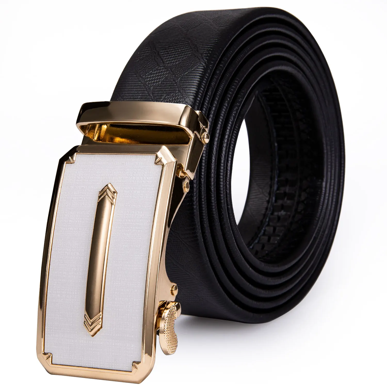 PD-2121-DE-A Бренд Hi-Tie, ремень из натуральной кожи, мужские деловые ремни, Золотая Пряжка, роскошный дизайн, автоматическая пряжка, Мужская коробка, ремень для официальных мужчин - Цвет: PD-2121-DE-A