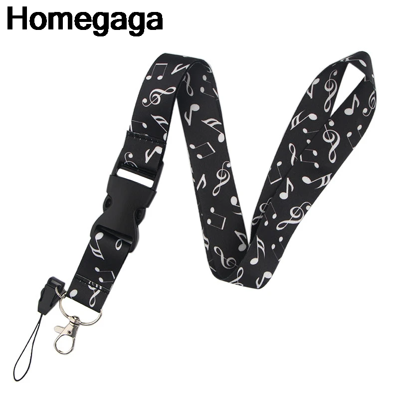 

20pcs/lot Homegaga Musical notes vintage Lanyards neck strap id phone holder necklace for keys id badge holders ribbons D2330