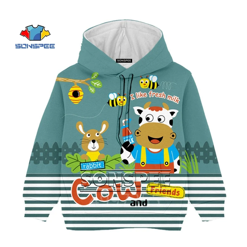 Футболка в стиле Харадзюку с изображением коровы и друзей из мультфильма SONSPEE