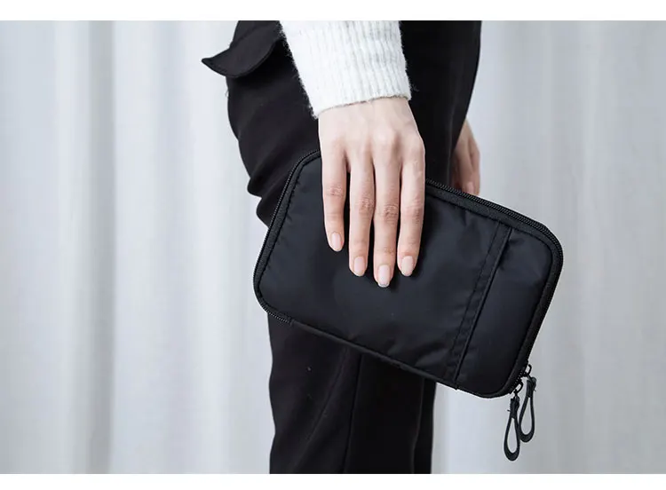 Travel Digital Pouch Nylon Travel Passport Case Multi Purpose Zipper Card and ID Holder Cable Gadgets Organizer