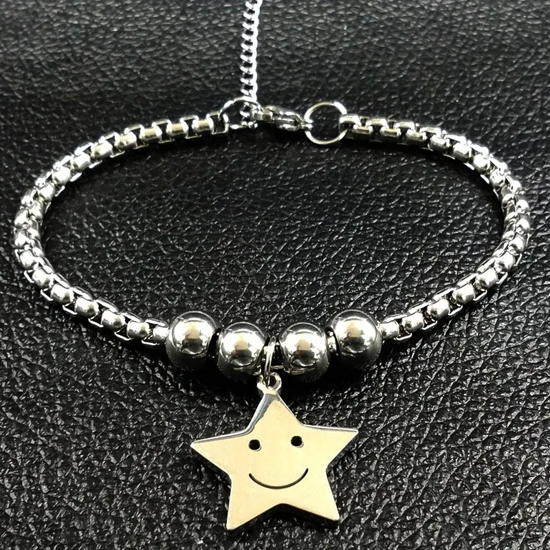 

2020 Fashion Star Stainless Steel Bracelets Bangles for Women Silver Color Charms Bracelet Jewelry pulseras mujer moda B18020S05